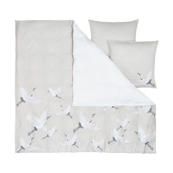 Бежово памучно спално бельо от сатен за двойно легло , 200 x 200 cm - Westwing Collection