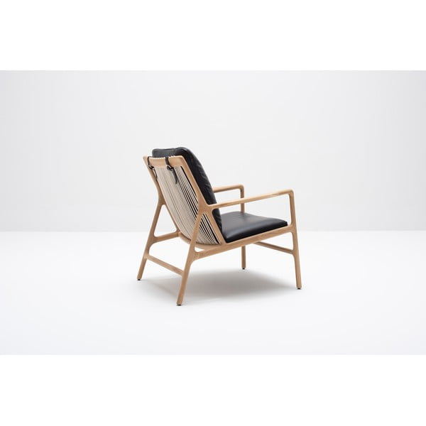 Кожен фотьойл в черно-натурален цвят Dedo - Gazzda-image-4