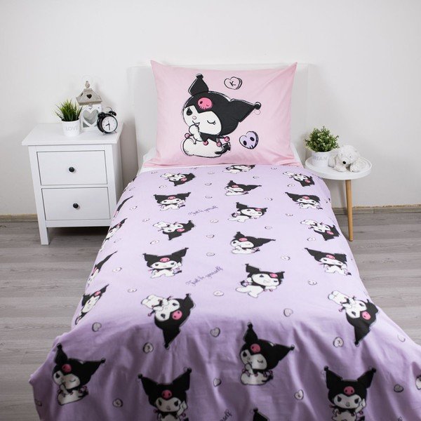 Розово единично  памучно детско спално бельо 140x200 cm Hello Kitty "Kuromi" – Jerry Fabrics-image-2