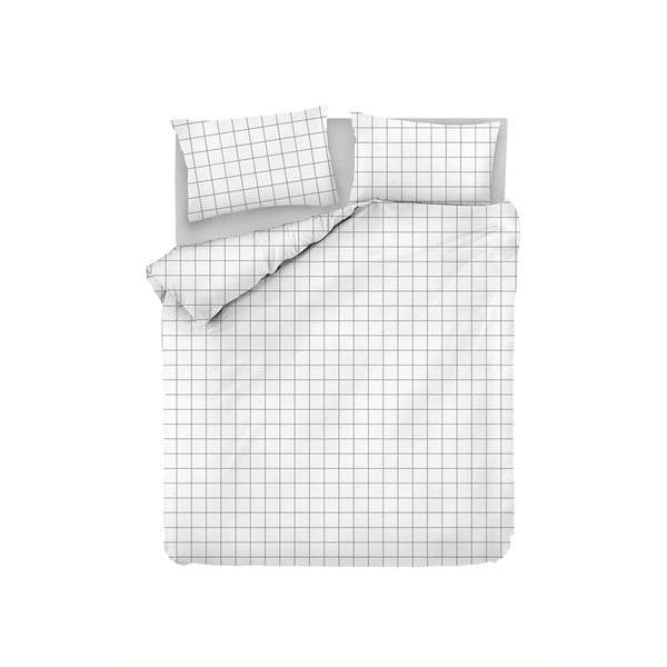 Бяло удължено памучно спално бельо за двойно легло 200x220 cm Piga - Mijolnir