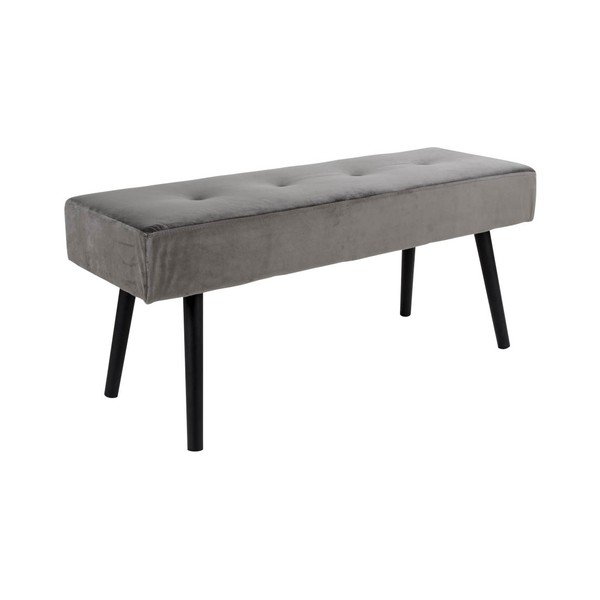 Šedá polstrovaná lavice se sametovým potahem House Nordic Skiby, 100 x 35 cm-image-2