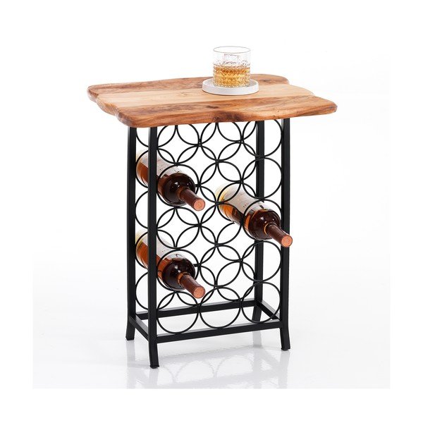 Метален стелаж за вино за 15 бутилки в черен и естествен цвят 46x56x35,5 cm Ras – Tomasucci-image-1