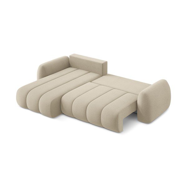 Светлокафяв разтегателен ъглов диван с място за съхранение от букле (ляв ъгъл) Pele – Makamii-image-4