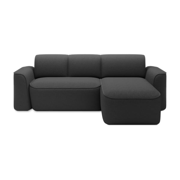 Антрацитен ъглов диван от букле (десен ъгъл) Ume – ELTAP