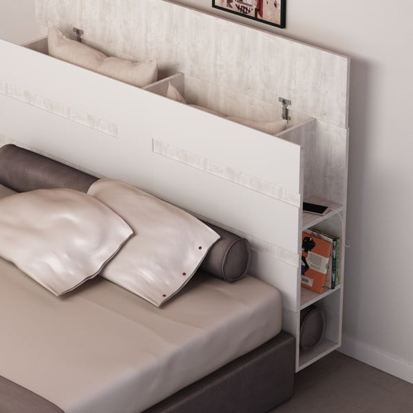 Bílé čelo postele s úložným prostorem Homitis Eddo-image-3