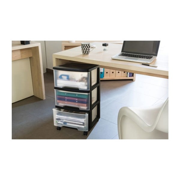 Пластмасовa подвижнa етажерка в черно с прозрачни чекмеджета 37x61 cm – Curver-image-3