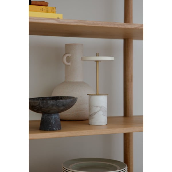 Кремава мраморна LED затъмняваща се настолна лампа с метален абажур (височина 25,5 cm) Asteria Move Mini – UMAGE-image-1