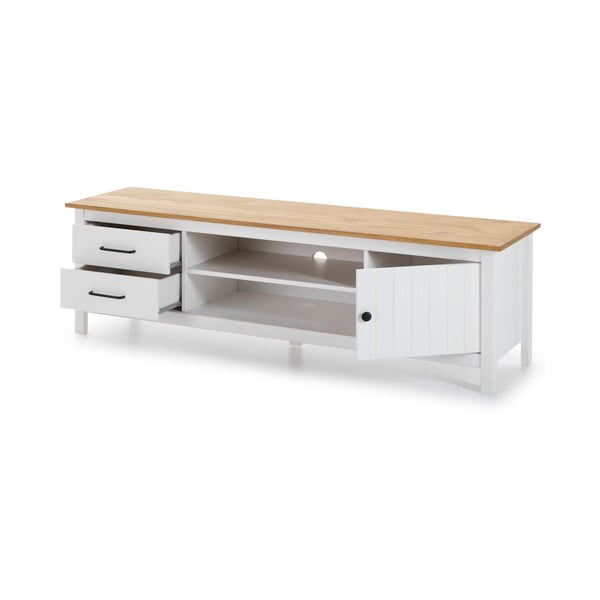 Бяла маса за телевизор от масивен бор 158x47 cm Miranda – Marckeric-image-4