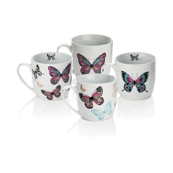 Комплект от 4 порцеланови чаши , 350 ml Mariposa - Sabichi