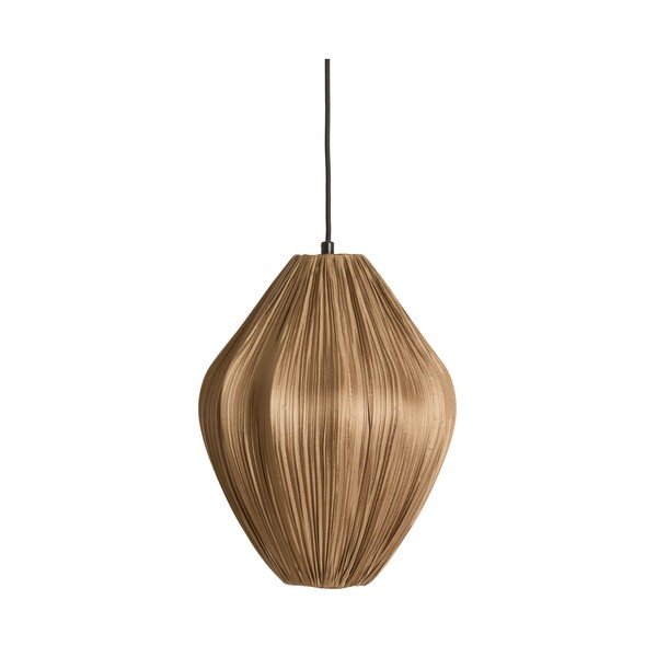 Кафяво висящо осветително тяло с текстилен абажур ø 12 cm Verita – Light & Living