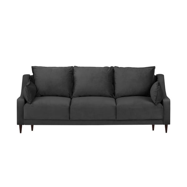 Тъмно сив кадифен разтегателен диван с място за съхранение Freesia, 215 cm - Mazzini Sofas