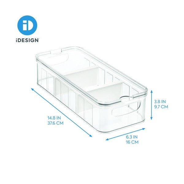 Прозрачна кутия за съхранение с капак и 3 отделения , 38 x 16 cm Crisp - iDesign-image-2