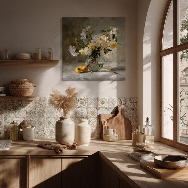 Печатна картина с включена рамка 70x70 cm Apple Flowers – Styler-image-1