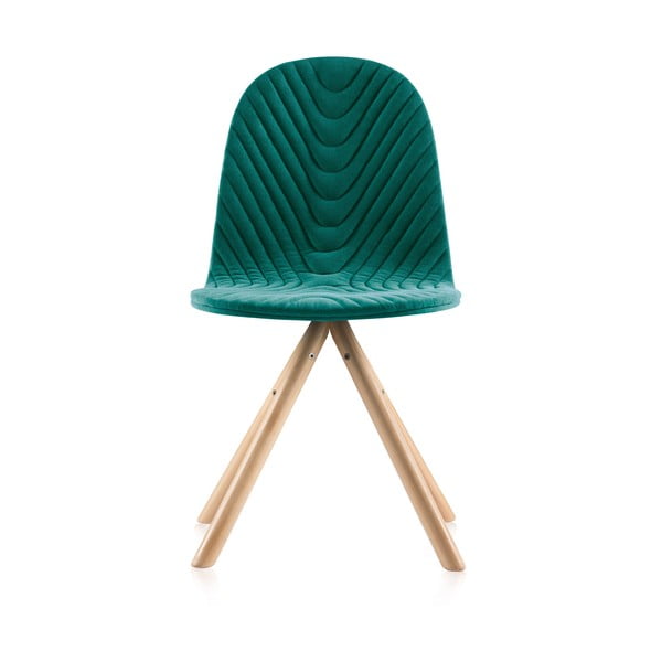 Tyrkysová židle s přírodními nohami Iker Mannequin Triagle Wave