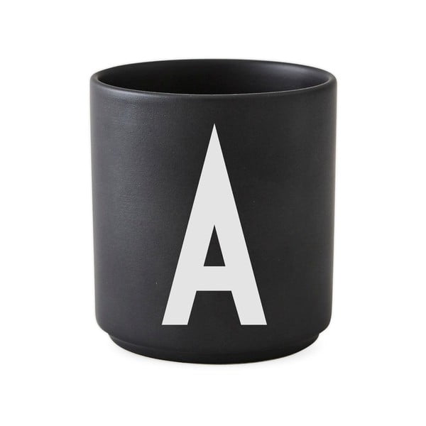 Черна порцеланова чаша Alphabet A, 250 ml A-Z - Design Letters