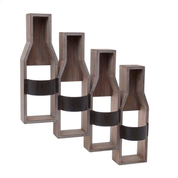 Nástěnný stojan na 4 lahve z březového dřeva InArt Hero