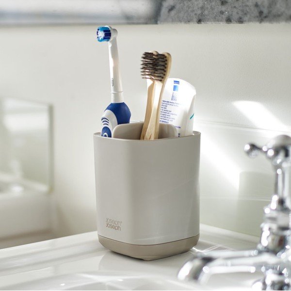 Бежова пластмасова стойка за четки за зъби EasyStore – Joseph Joseph-image-1