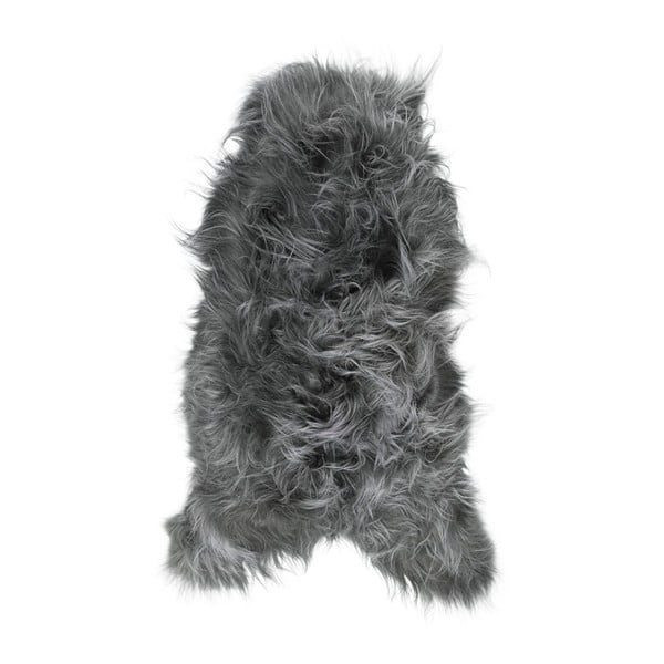 Tmavě šedá ovčí kožešina s dlouhým chlupem Arctic Fur Ptelja, 100 x 55 cm