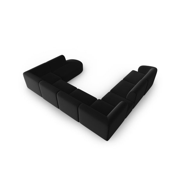 Черен кадифен ъглов диван (ляв ъгъл/U форма) Paolo – Milo Casa-image-3