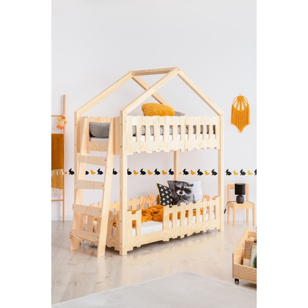 Двуетажно легло за деца 90x190 cm в естествен цвят Zippo B - Adeko