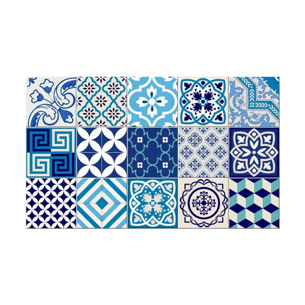 Комплект от 15 декоративни стикера за стена Azur, 10 x 10 cm - Ambiance-image-2