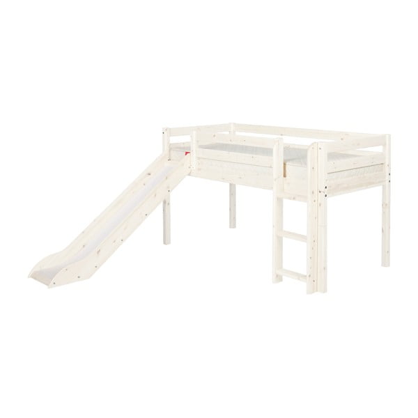 Бяло средно високо борово легло с плъзгач , 90 x 200 cm Classic - Flexa