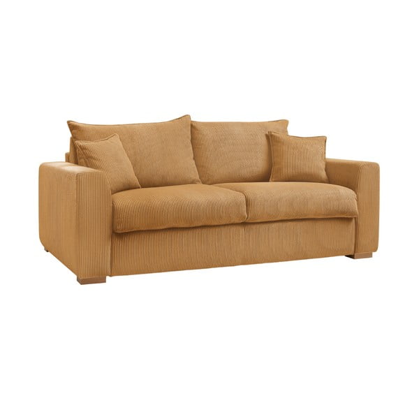 Разтегателен диван от рипсено кадифе в цвят горчица 225 cm Augustin – Bobochic Paris-image-3