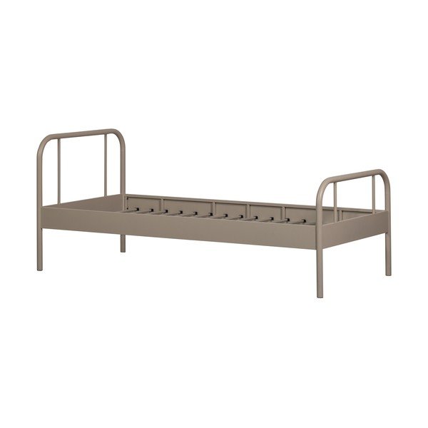 Бежово метално единично легло с включена подматрачна рамка 90x200 cm Mata – WOOOD-image-3