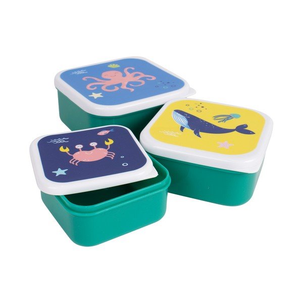 Зелени пластмасови детски кутии за храна 3 бр. Ocean – Ladelle