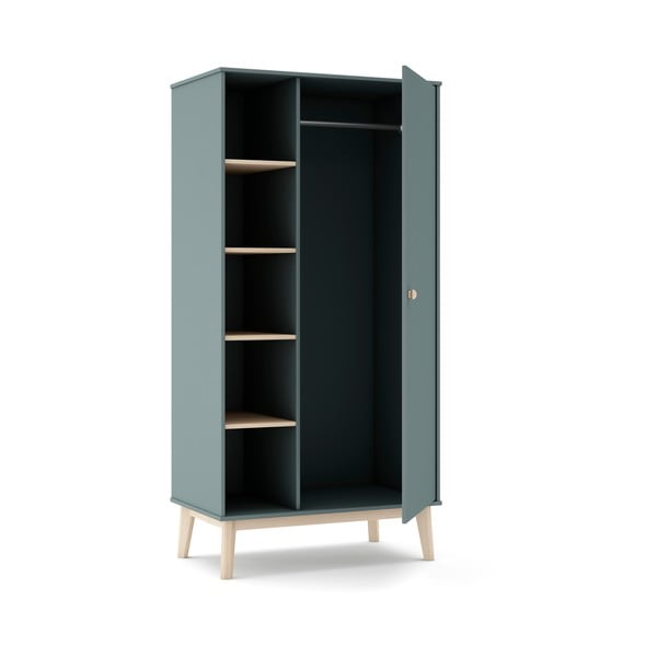 Детски гардероб сиво-зелен 90x180x52 cm Esteban – Marckeric-image-3