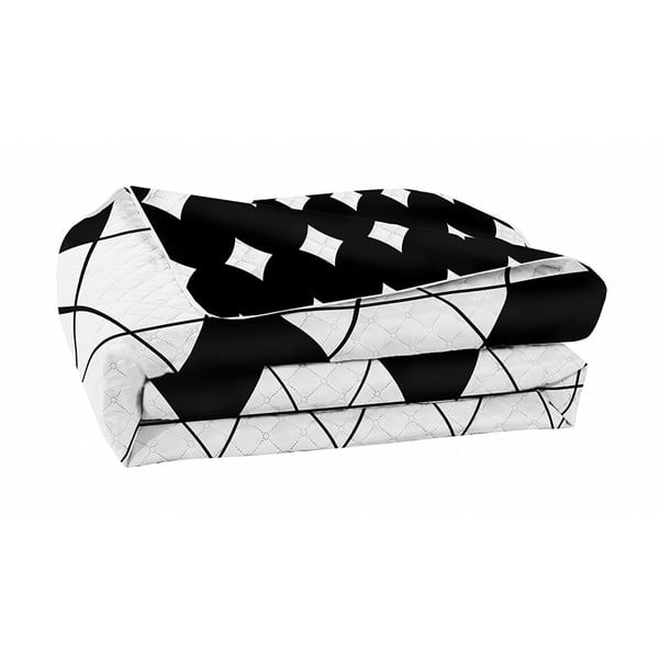 Černobílý oboustranný přehoz z mikrovlákna DecoKing Hypnosis Harmony, 170 x 210 cm