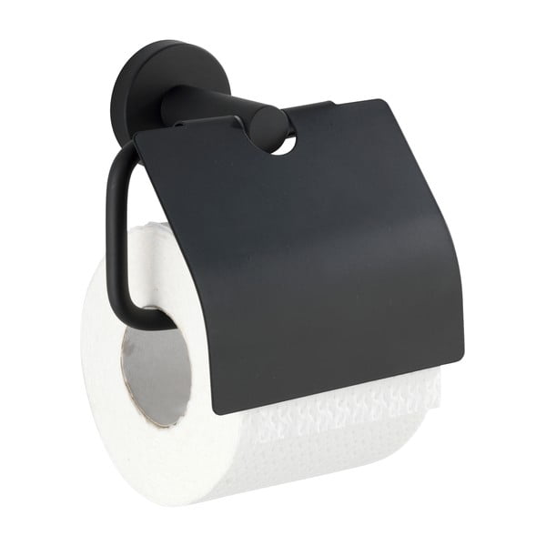 Матово черно стенен държач за тоалетна хартия от неръждаема стомана Bosio – Wenko