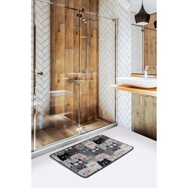 Сив килим за баня 40x60 cm Meow – Foutastic-image-1