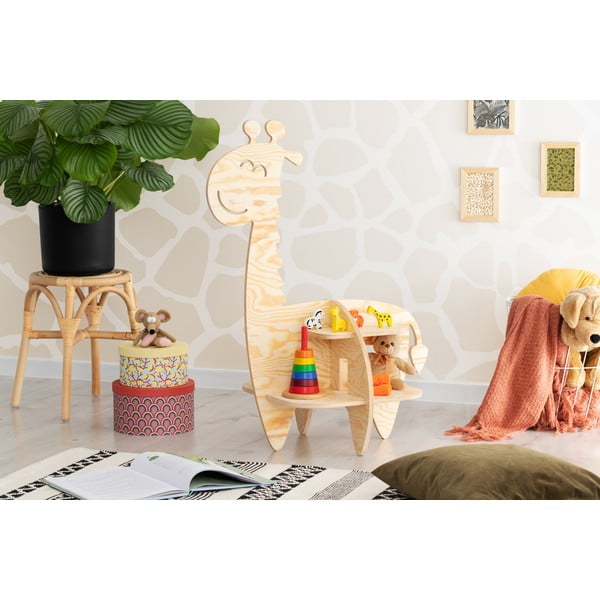 Детски шкаф за книги с декор от бор в естествен цвят 90x60 cm Giraffe - Adeko