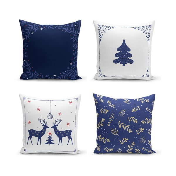 Сини и бели калъфки за възглавници в комплект от 4 броя 43x43 cm - Minimalist Cushion Covers