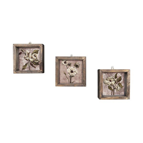 Комплект от 3 винтидж картини за стена, 15 x 15 cm - Evila Originals