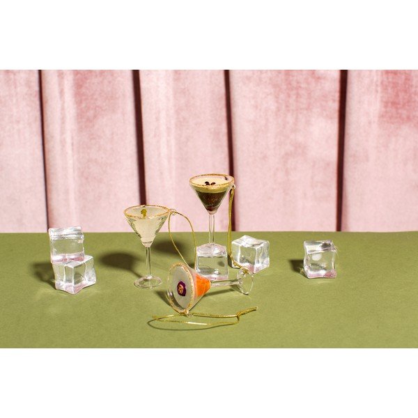 Стъклени Коледни украси в комплект 3 бр. 15,5 cm Martini Cocktail – Sass & Belle-image-3
