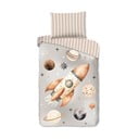 Сиво-бежово единично  памучно детско спално бельо 140x200 cm Explore – Good Morning