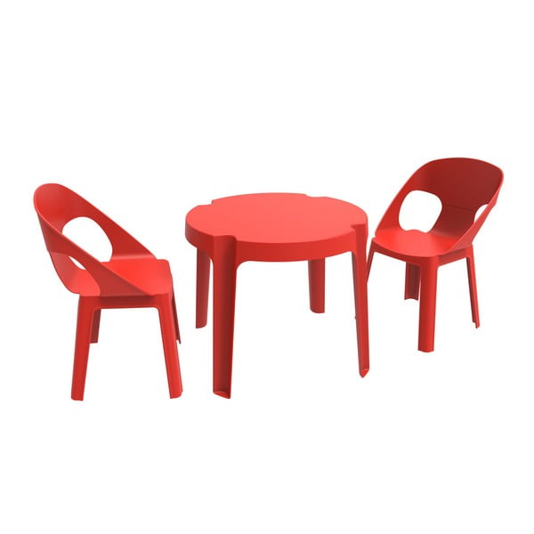 Червен детски градински комплект 1 маса и 2 стола Julieta - Resol