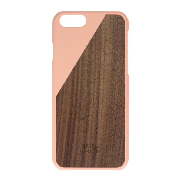Светлорозов калъф за мобилен телефон с дървени детайли за iPhone 6 и 6S Clic Wooden Light - Native Union