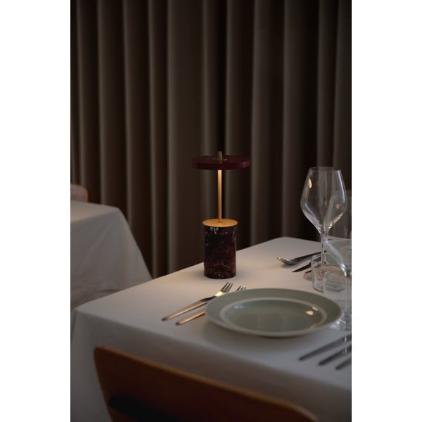 Червена мраморна LED затъмняваща се настолна лампа с метален абажур (височина 25,5 cm) Asteria Move Mini – UMAGE-image-4