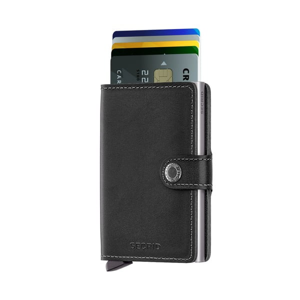 Черен кожен портфейл с картодържател Classic - Secrid