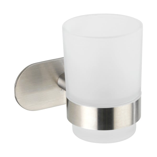 Бяла стенна чаша за четка за зъби с матиран държач от неръждаема стомана Uno Bosio Turbo-Loc® Orea - Wenko