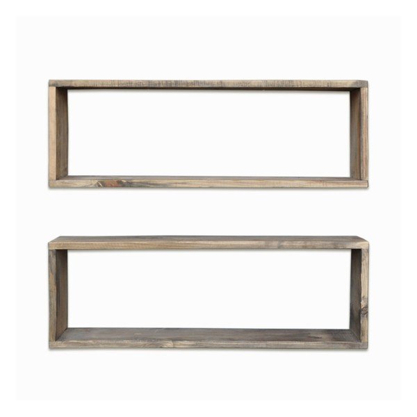 Комплект от 2 дървени рафта Правоъгълник - Evila Originals-image-2