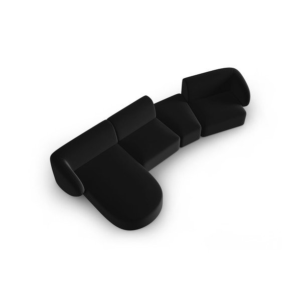 Черен кадифен ъглов диван (ляв ъгъл) Paolo – Milo Casa-image-1