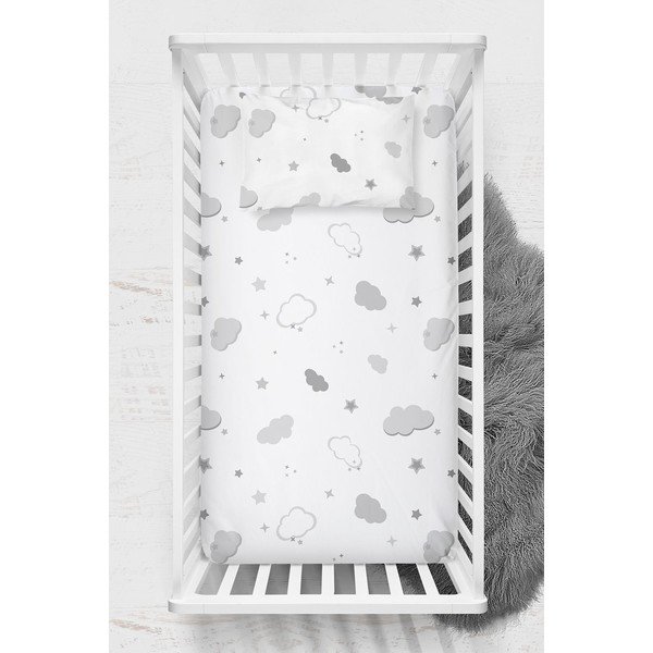 Бял еластичен детски чаршаф от памук Renforcé 70x120 cm Bulut – Mijolnir-image-1