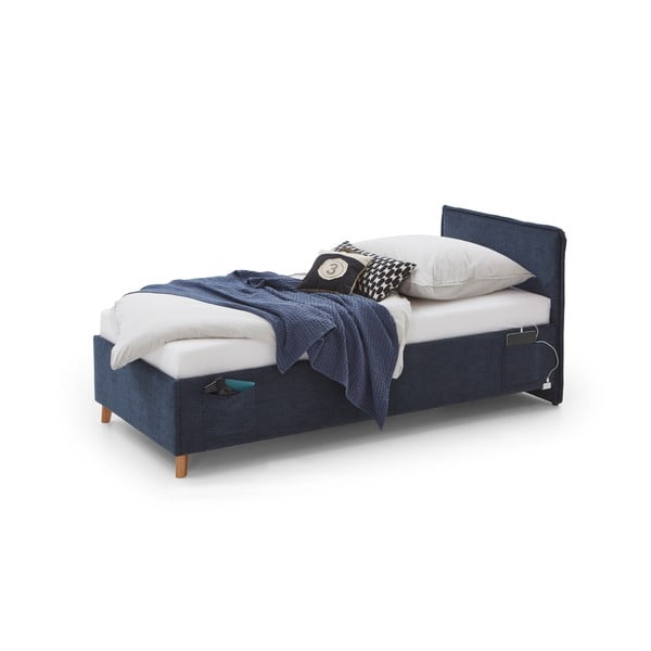 Тъмносиньо тапицирано детско легло 90x200 cm без ламелно дъно Fun – Meise Möbel-image-2