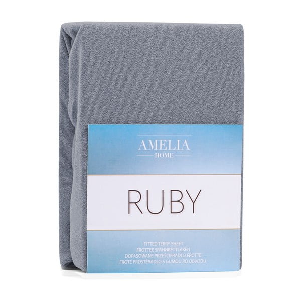 Сив еластичен чаршаф от тери 180x200 cm Ruby – Restilo-image-1