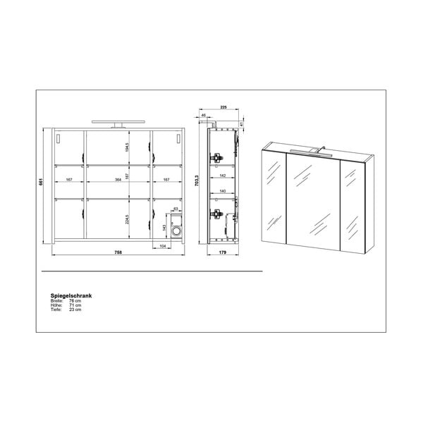 Сив и бежов шкаф за баня с огледало 76x71 cm - Germania-image-2