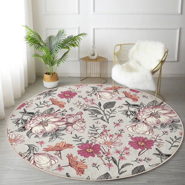 Кръгъл килим подходящ за пране и за прахосмукачки роботи ø 100 cm Comfort – Mila Home-image-3